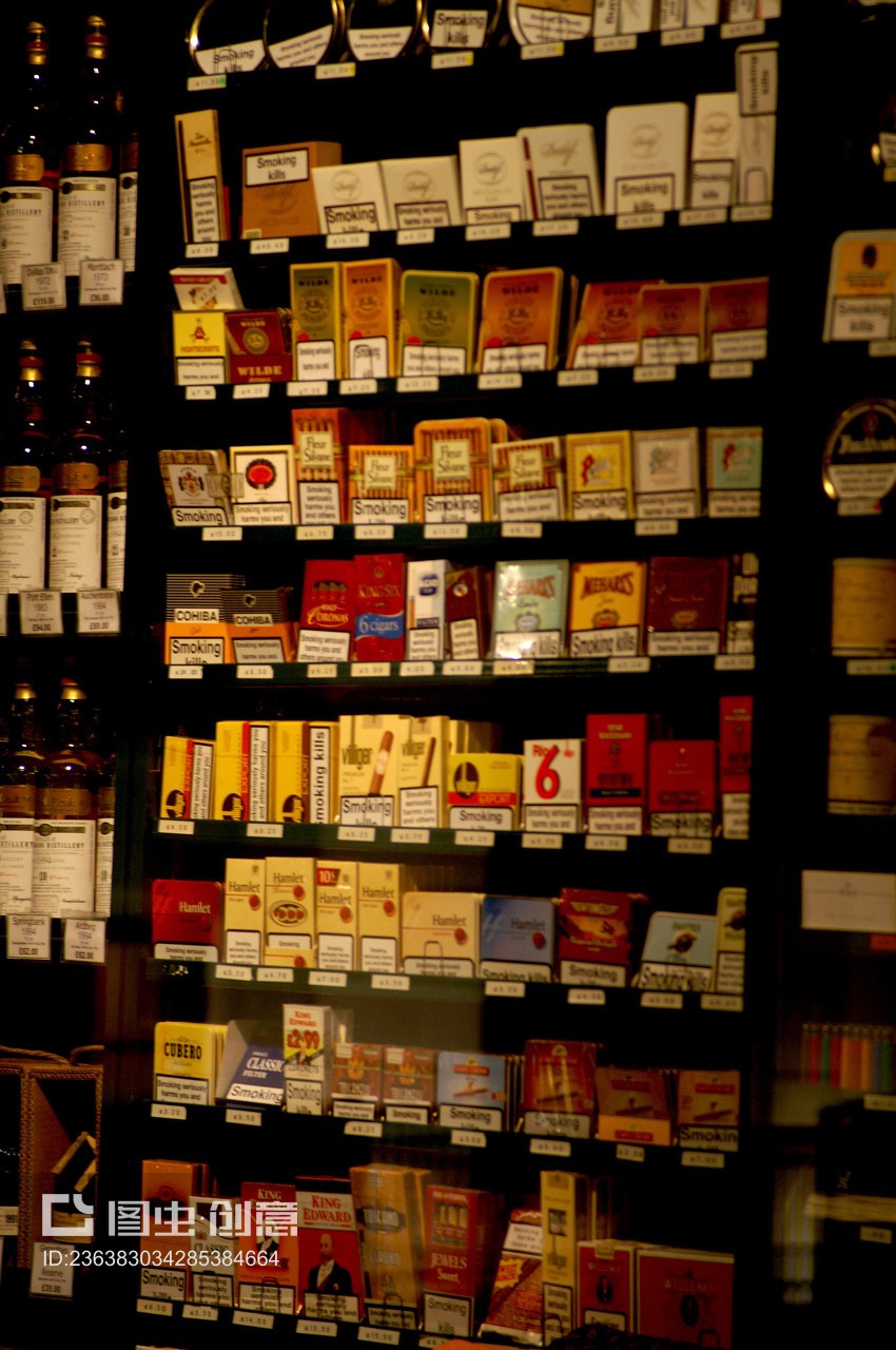 Cigar and spirits display in Tobacconists St James's Street London England UK GB Europe